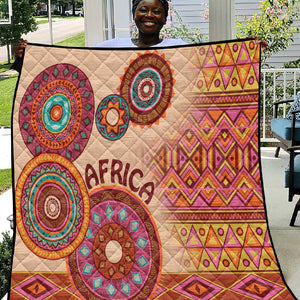 Afro Tribal Traditional Pattern Quilt Beige Motif