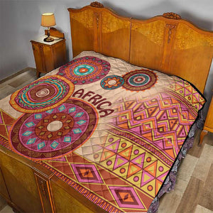 Afro Tribal Traditional Pattern Quilt Beige Motif