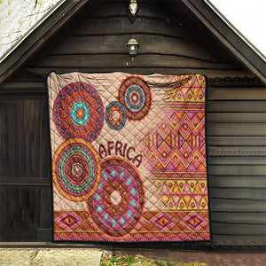 Afro Tribal Traditional Pattern Quilt Beige Motif