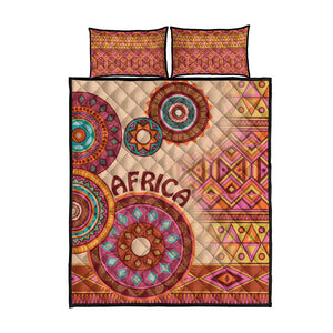 Afro Tribal Traditional Pattern Quilt Bed Set Beige Motif