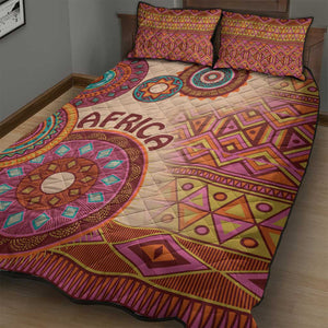 Afro Tribal Traditional Pattern Quilt Bed Set Beige Motif