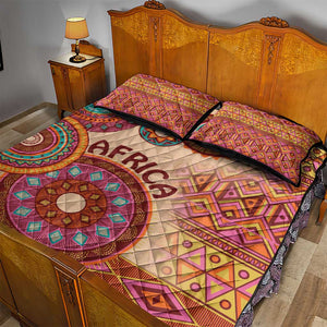 Afro Tribal Traditional Pattern Quilt Bed Set Beige Motif