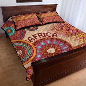 Afro Tribal Traditional Pattern Quilt Bed Set Beige Motif