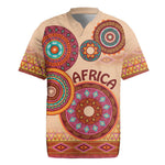 Afro Tribal Traditional Pattern Rugby Jersey Beige Motif