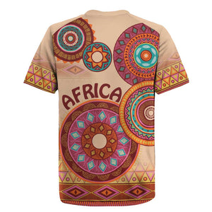 Afro Tribal Traditional Pattern Rugby Jersey Beige Motif