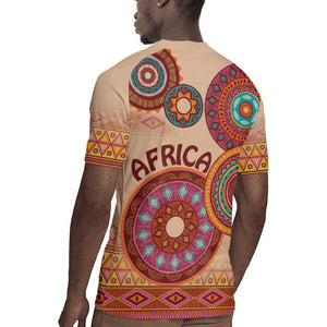 Afro Tribal Traditional Pattern Rugby Jersey Beige Motif