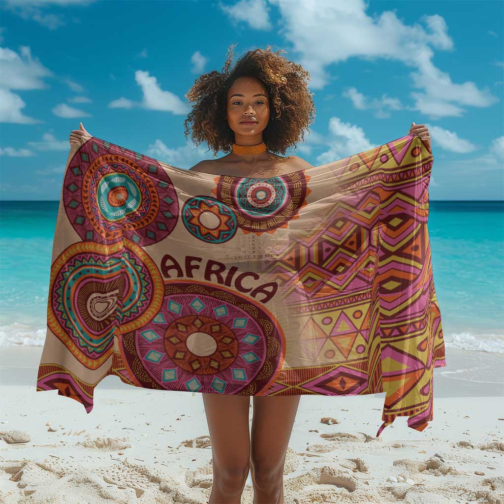 Afro Tribal Traditional Pattern Sarong Beige Motif