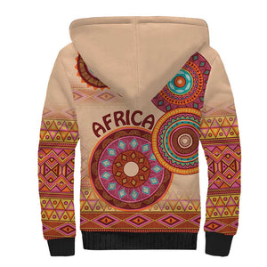 Afro Tribal Traditional Pattern Sherpa Hoodie Beige Motif