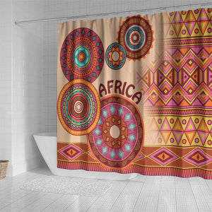 Afro Tribal Traditional Pattern Shower Curtain Beige Motif