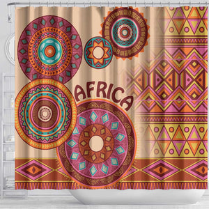 Afro Tribal Traditional Pattern Shower Curtain Beige Motif