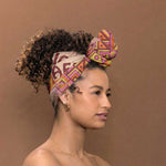 Africa Tribal Traditional Pattern Simple Headwrap Beige Motif