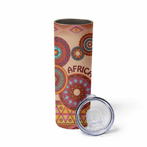 Afro Tribal Traditional Pattern Skinny Tumbler Beige Motif