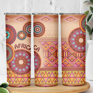 Afro Tribal Traditional Pattern Skinny Tumbler Beige Motif