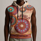 Afro Tribal Traditional Pattern Sleeveless Hoodie Beige Motif - African Pride