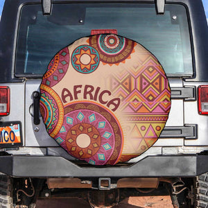 Afro Tribal Traditional Pattern Spare Tire Cover Beige Motif