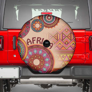 Afro Tribal Traditional Pattern Spare Tire Cover Beige Motif