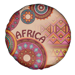 Afro Tribal Traditional Pattern Spare Tire Cover Beige Motif