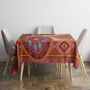 Afro Tribal Traditional Pattern Tablecloth Beige Motif