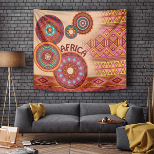 Afro Tribal Traditional Pattern Tapestry Beige Motif