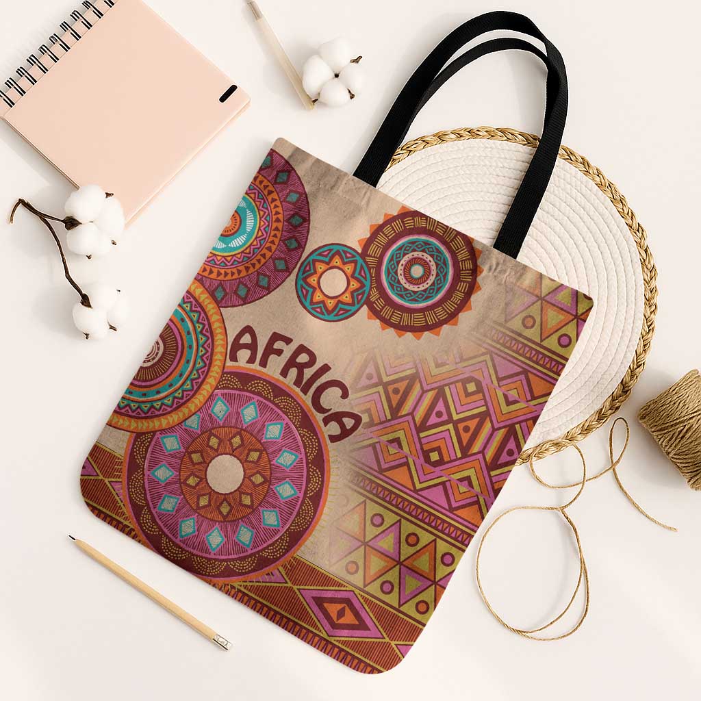 Africa Tribal Traditional Pattern Tote Bag Beige Motif