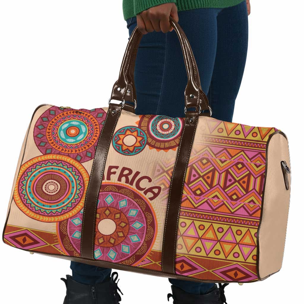 Africa Tribal Traditional Pattern Travel Bag Beige Motif