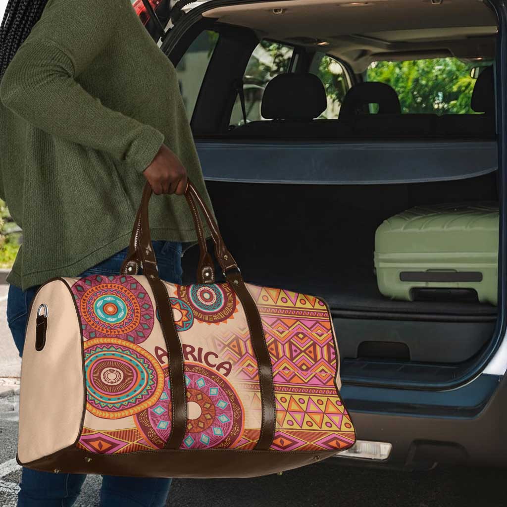 Africa Tribal Traditional Pattern Travel Bag Beige Motif