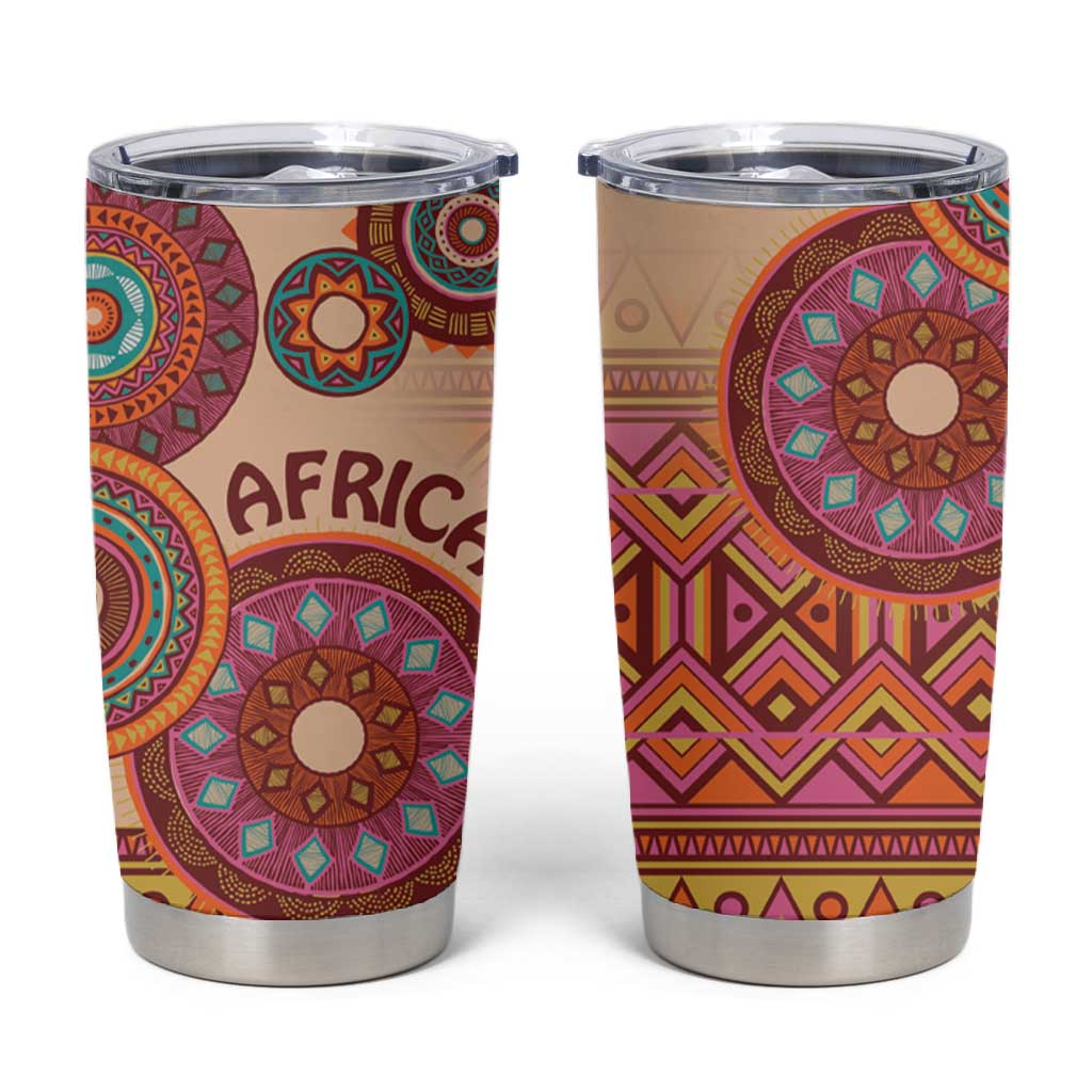 Afro Tribal Traditional Pattern Tumbler Cup Beige Motif