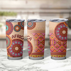 Afro Tribal Traditional Pattern Tumbler Cup Beige Motif