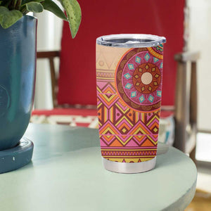 Afro Tribal Traditional Pattern Tumbler Cup Beige Motif