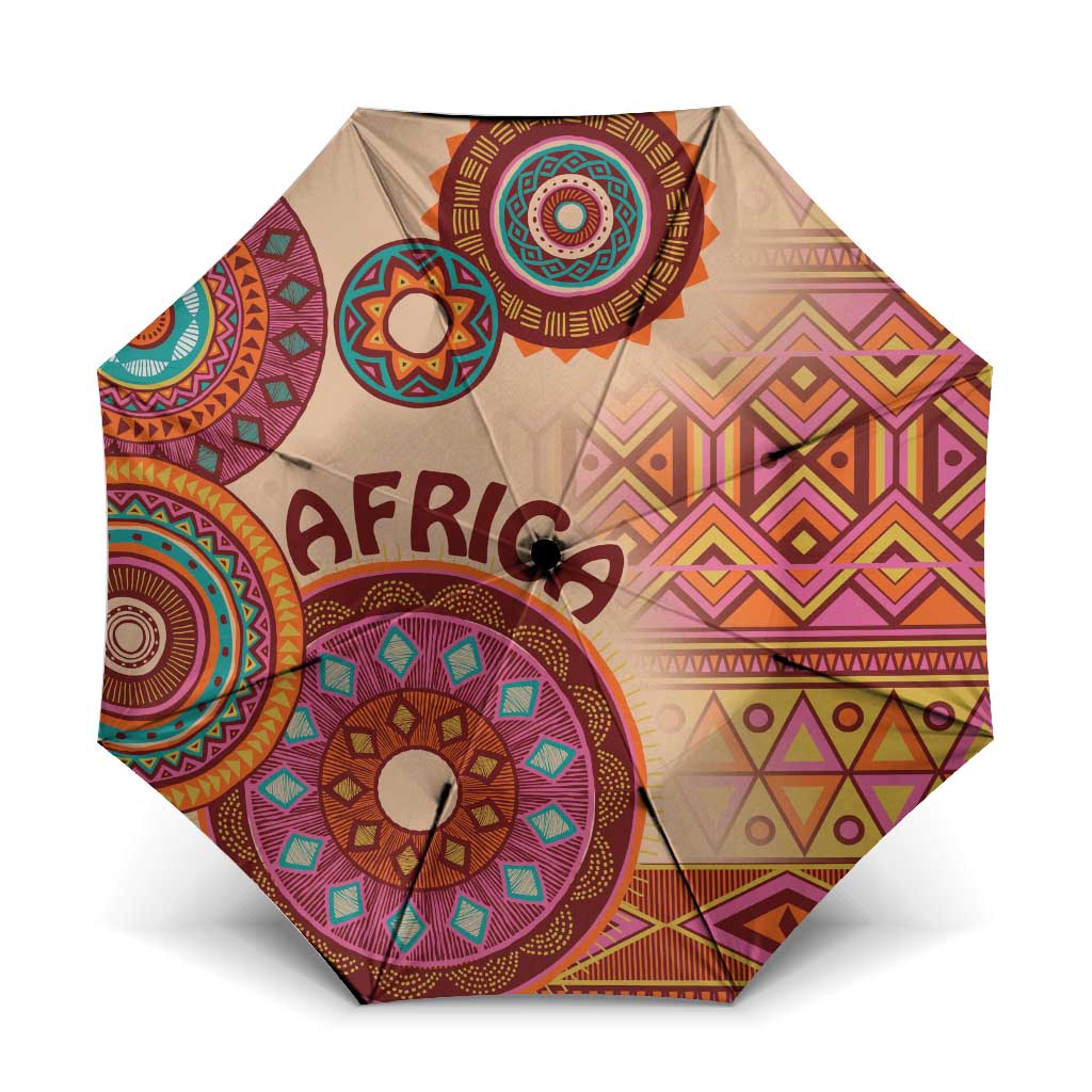 Africa Tribal Traditional Pattern Umbrella Beige Motif
