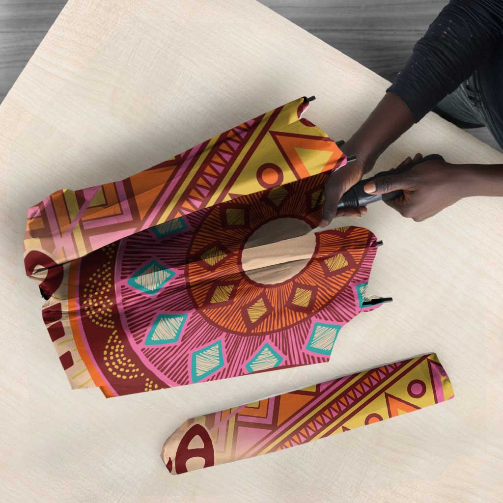 Africa Tribal Traditional Pattern Umbrella Beige Motif