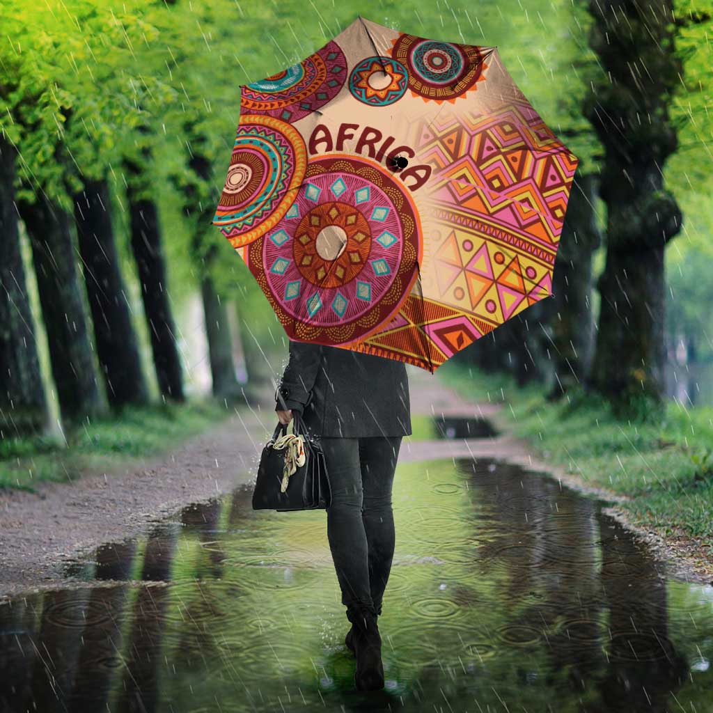 Africa Tribal Traditional Pattern Umbrella Beige Motif