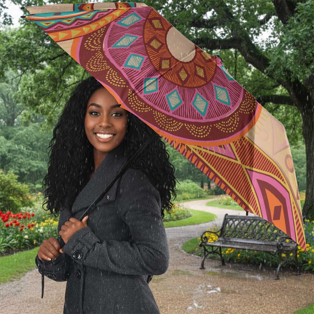 Africa Tribal Traditional Pattern Umbrella Beige Motif