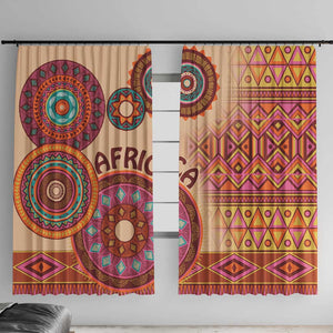 Afro Tribal Traditional Pattern Window Curtain Beige Motif