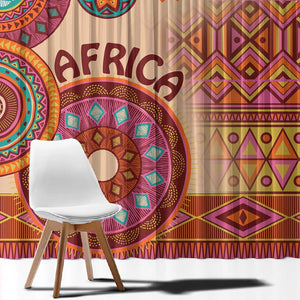 Afro Tribal Traditional Pattern Window Curtain Beige Motif