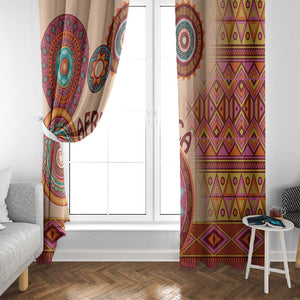 Afro Tribal Traditional Pattern Window Curtain Beige Motif