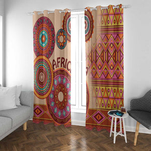 Afro Tribal Traditional Pattern Window Curtain Beige Motif