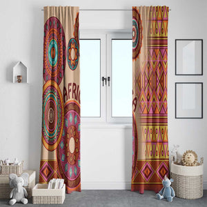 Afro Tribal Traditional Pattern Window Curtain Beige Motif