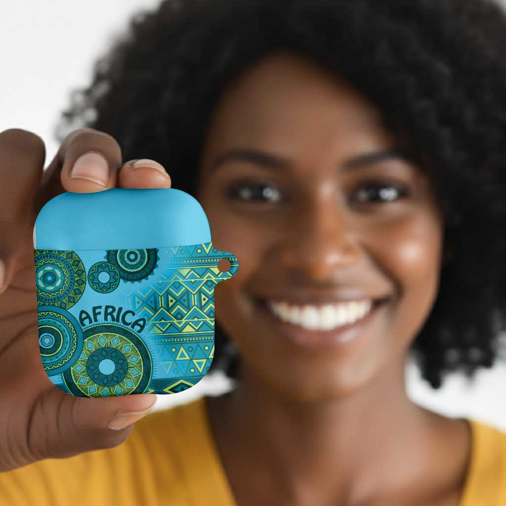 Africa Tribal Traditional Pattern AirPods Case Blue Motif