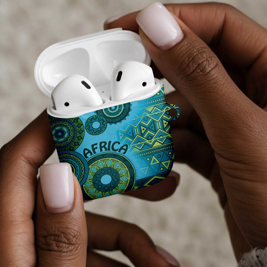 Africa Tribal Traditional Pattern AirPods Case Blue Motif