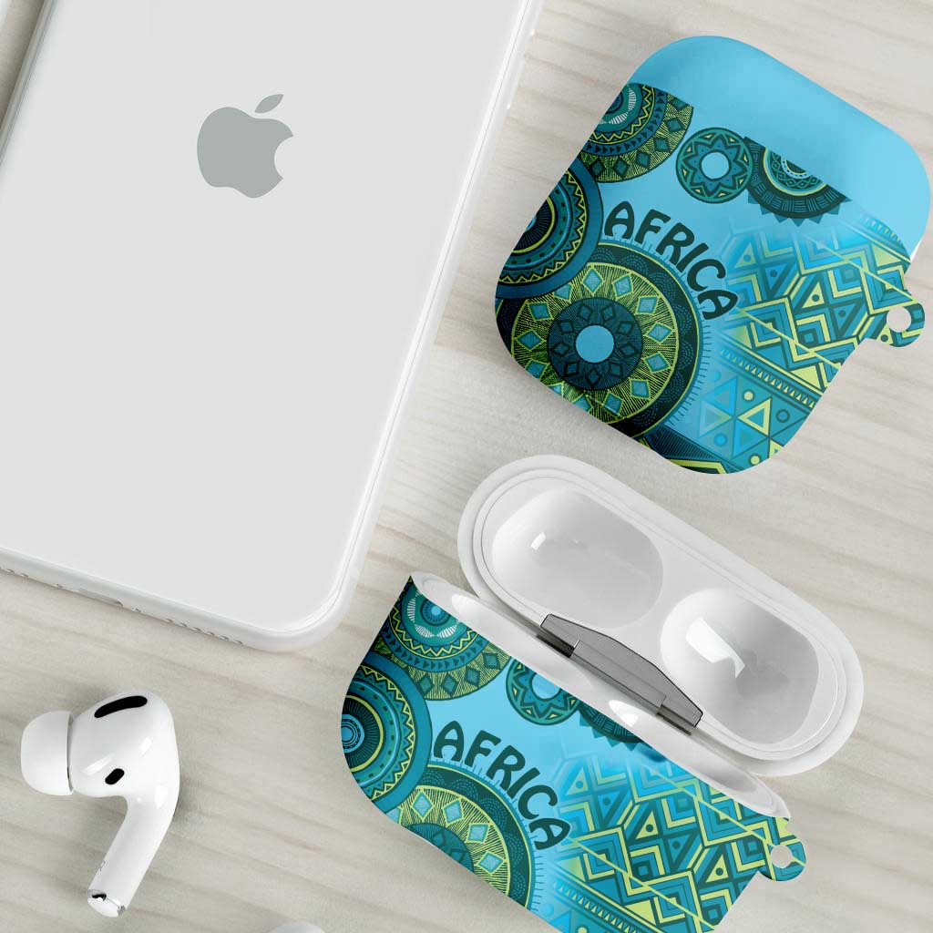 Africa Tribal Traditional Pattern AirPods Case Blue Motif