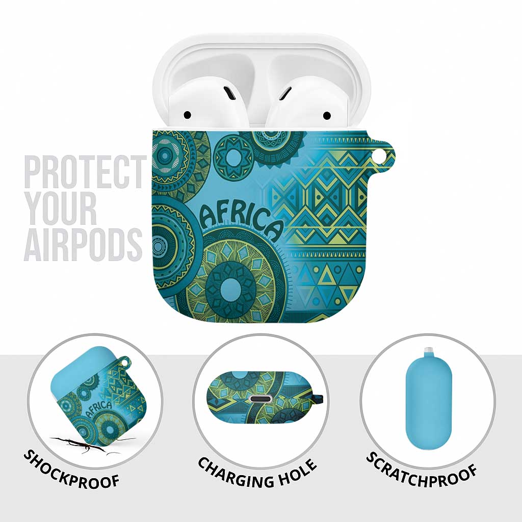 Africa Tribal Traditional Pattern AirPods Case Blue Motif