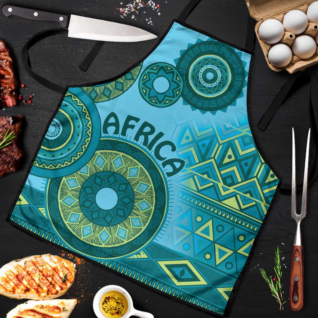 Africa Tribal Traditional Pattern Apron Blue Motif