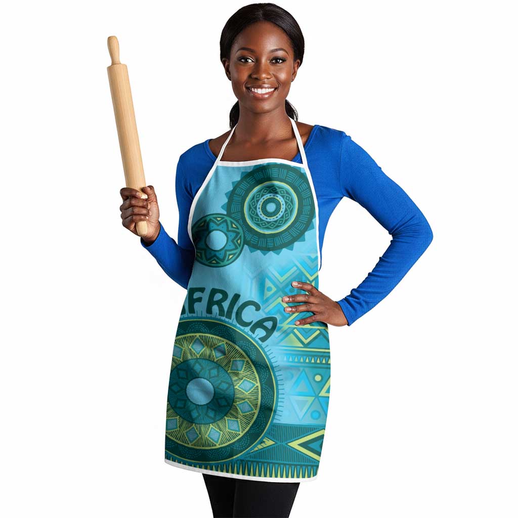 Africa Tribal Traditional Pattern Apron Blue Motif