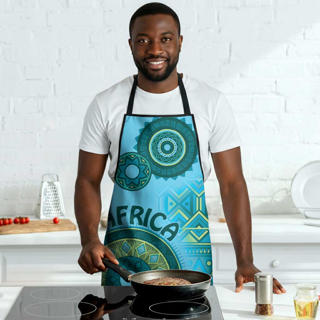 Africa Tribal Traditional Pattern Apron Blue Motif