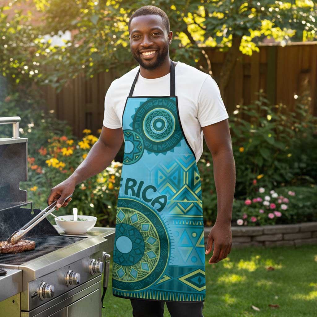 Africa Tribal Traditional Pattern Apron Blue Motif