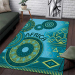Afro Tribal Traditional Pattern Area Rug Blue Motif