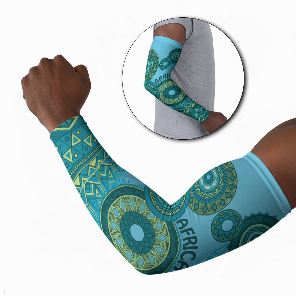 Africa Tribal Traditional Pattern Arm Sleeves Blue Motif
