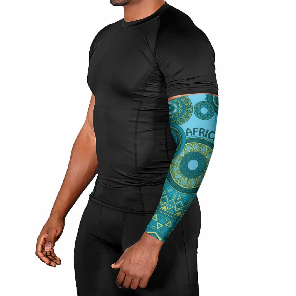 Africa Tribal Traditional Pattern Arm Sleeves Blue Motif