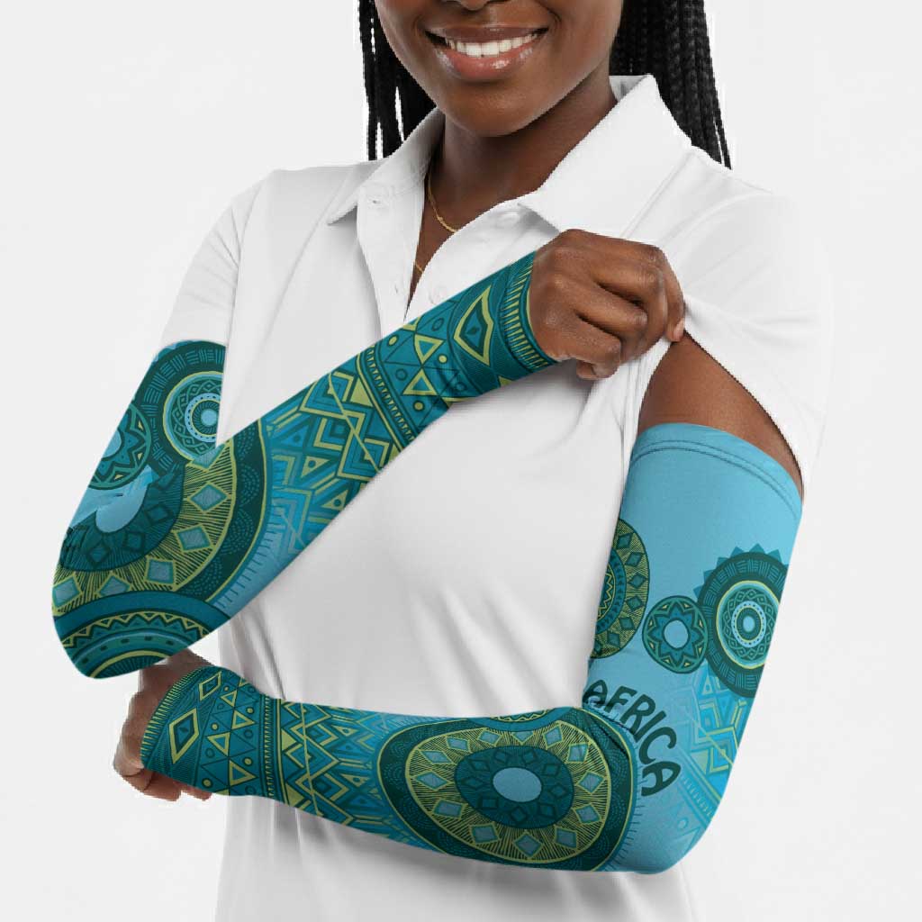 Africa Tribal Traditional Pattern Arm Sleeves Blue Motif